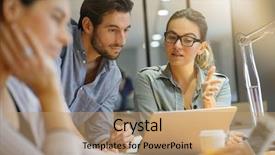  Presentation with ideas - Audience pleasing slide deck consisting of colleagues workshopping business ideas backdrop and a coral colored foreground