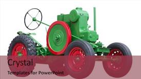  Presentation with toy model - Beautiful PPT theme featuring collectible antique toy model tractor backdrop and a red colored foreground