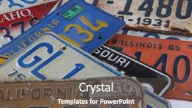  Presentation with patent license agreement licensing business - Slide deck consisting of collectible license plates background and a dark gray colored foreground