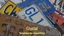  Presentation with patent license agreement licensing business - Cool new theme with collectible license plates backdrop and a tawny brown colored foreground