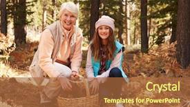  Presentation with forest - Cool new theme with collecting hobby - woman and granddaughter with basket backdrop and a  colored foreground