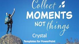  Presentation with businessman standing on mountain top - Audience pleasing PPT theme consisting of collecting hobby - woman with backpack standing backdrop and a teal colored foreground