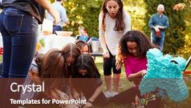  Presentation with close up of young girls - Presentation theme consisting of collecting sweets from a broken background and a tawny brown colored foreground