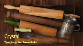  Presentation with baking vintage - Colorful PPT theme enhanced with collection - rolling pins and flour backdrop and a  colored foreground