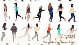  Presentation with running person - Slide set consisting of collection back view of walking background and a cream colored foreground