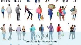  Presentation with people - Colorful slide set enhanced with collection-back-view-people-rear backdrop and a sky blue colored foreground