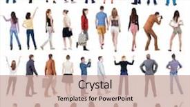  Presentation with rear view of bodyguard - PPT theme having collection back view people rear background and a soft green colored foreground