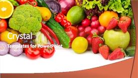  Presentation with fresh fruits vegetables - Cool new PPT theme with collection fresh fruits and vegetables backdrop and a crimson colored foreground