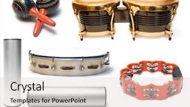  Presentation with music instruments - Colorful PPT theme enhanced with collection from five musical instruments backdrop and a light gray colored foreground