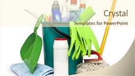  Presentation with tool belt tools - Slide deck featuring collection from tools for cleaning background and a cream colored foreground