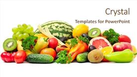  Presentation with fruit - Beautiful presentation featuring collection fruit and vegetables backdrop and a cream colored foreground