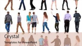  Presentation with people - Cool new slide deck with collection isolated over white background backdrop and a coral colored foreground