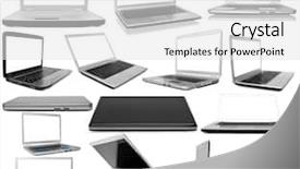  Presentation with global laptops remote - Beautiful slides featuring collection laptops on white background backdrop and a light gray colored foreground