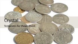  Presentation with medieval - Cool new PPT theme with king fine - collection of the medieval coins backdrop and a mint green colored foreground