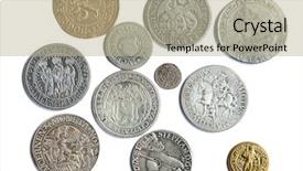  Presentation with king - Theme having king fine - collection of the medieval coins background and a mint green colored foreground