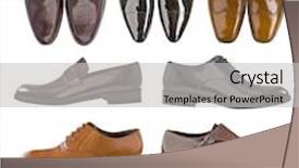  Presentation with men shoes - Cool new PPT theme with collection men leather shoes backdrop and a light gray colored foreground