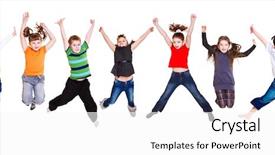  Presentation with kids - Colorful PPT theme enhanced with collection of active junior kids backdrop and a white colored foreground