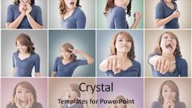  Presentation with asian - Cool new PPT layouts with collection of asian woman face backdrop and a mint green colored foreground