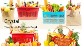  Presentation with gold food white - PPT theme enhanced with collection of baskets and bags background and a lemonade colored foreground