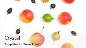  Presentation with element - Audience pleasing presentation consisting of collection of berrys isolated object element of design backdrop and a sky blue colored foreground