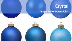  Presentation with ornament - Presentation theme with collection of blue christmas ball christmas ornament isolated over white background and a teal colored foreground