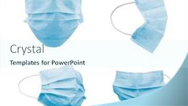  Presentation with face masks - PPT theme consisting of collection-of-blue-medical-face background and a cool aqua colored foreground