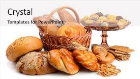  Presentation with loan products - Slide deck featuring collection of bread products isolated background and a lemonade colored foreground