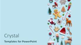  Presentation with japanese new year above view - Presentation design with collection-of-christmas-objects-viewed background and a sky blue colored foreground