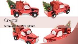  Presentation with christmas presents - PPT theme having collection of christmas ornaments and car toy with tree presents isolated on white background merry christmas concept background and a coral colored foreground