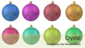  Presentation with ornament - Slides having collection of colored christmas ball christmas ornament isolated over white background and a yellow colored foreground
