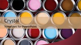  Presentation with collection agency - Presentation with collection of colored paints cans background and a coral colored foreground