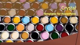  Presentation with collection agency - Theme enhanced with collection of colored paints cans background and a tawny brown colored foreground