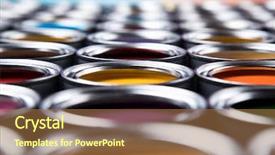  Presentation with colored dots - Audience pleasing presentation design consisting of collection of colored paints cans backdrop and a coral colored foreground