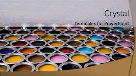  Presentation with colored - Presentation design consisting of collection of colored paints cans background and a light gray colored foreground