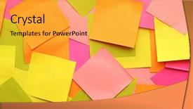  Presentation with paper clip notes - Colorful theme enhanced with collection of colorful paper notes backdrop and a gold colored foreground