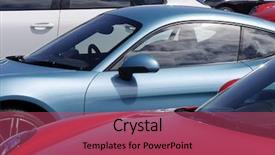  Presentation with car park - Slide set consisting of collection of colorful sport cars background and a violet colored foreground