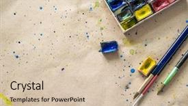  Presentation with watercolor - Cool new presentation theme with collection of colorful watercolor paint backdrop and a soft green colored foreground