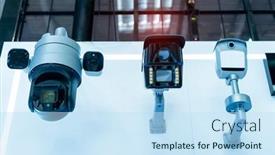  Presentation with inspection - Colorful slides enhanced with collection-of-different-control-recording backdrop and a sky blue colored foreground