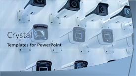  Presentation with cameras - Presentation theme featuring collection-of-different-control-recording background and a light blue colored foreground