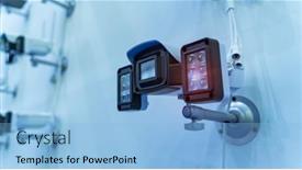  Presentation with cameras - PPT theme consisting of collection-of-different-control-recording background and a light blue colored foreground