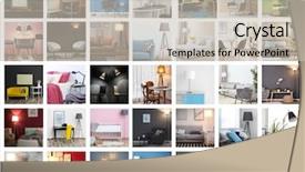  Presentation with room - Slide deck consisting of collection of different room interiors background and a soft green colored foreground