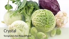  Presentation with cabbage - PPT layouts featuring collection of different varieties of cabbage on a white background background and a yellow colored foreground