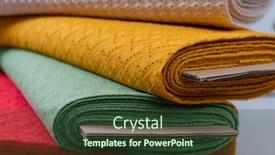  Presentation with tailor store - Presentation theme consisting of collection-of-fashionable-fabrics-samples background and a tawny brown colored foreground