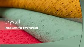 Presentation with fabrics - PPT theme with collection-of-fashionable-fabrics-samples background and a mint green colored foreground