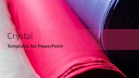  Presentation with tailor store - PPT theme with collection-of-fashionable-fabrics-samples background and a red colored foreground