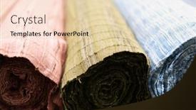  Presentation with tailor store - Presentation theme having collection-of-fashionable-fabrics-samples background and a lemonade colored foreground