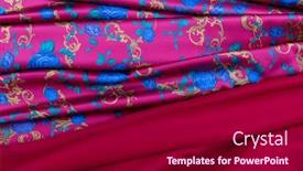  Presentation with fabrics - PPT theme with collection-of-fashionable-fabrics-samples background and a violet colored foreground