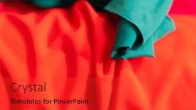  Presentation with tailor store - Presentation theme enhanced with collection-of-fashionable-fabrics-samples background and a red colored foreground