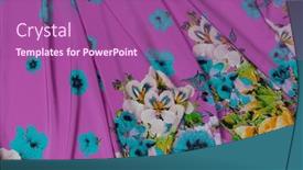  Presentation with tailor store - Presentation design enhanced with collection-of-fashionable-fabrics-samples background and a violet colored foreground