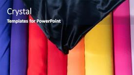  Presentation with tailor store - Slide deck with collection-of-fashionable-fabrics-samples background and a navy blue colored foreground